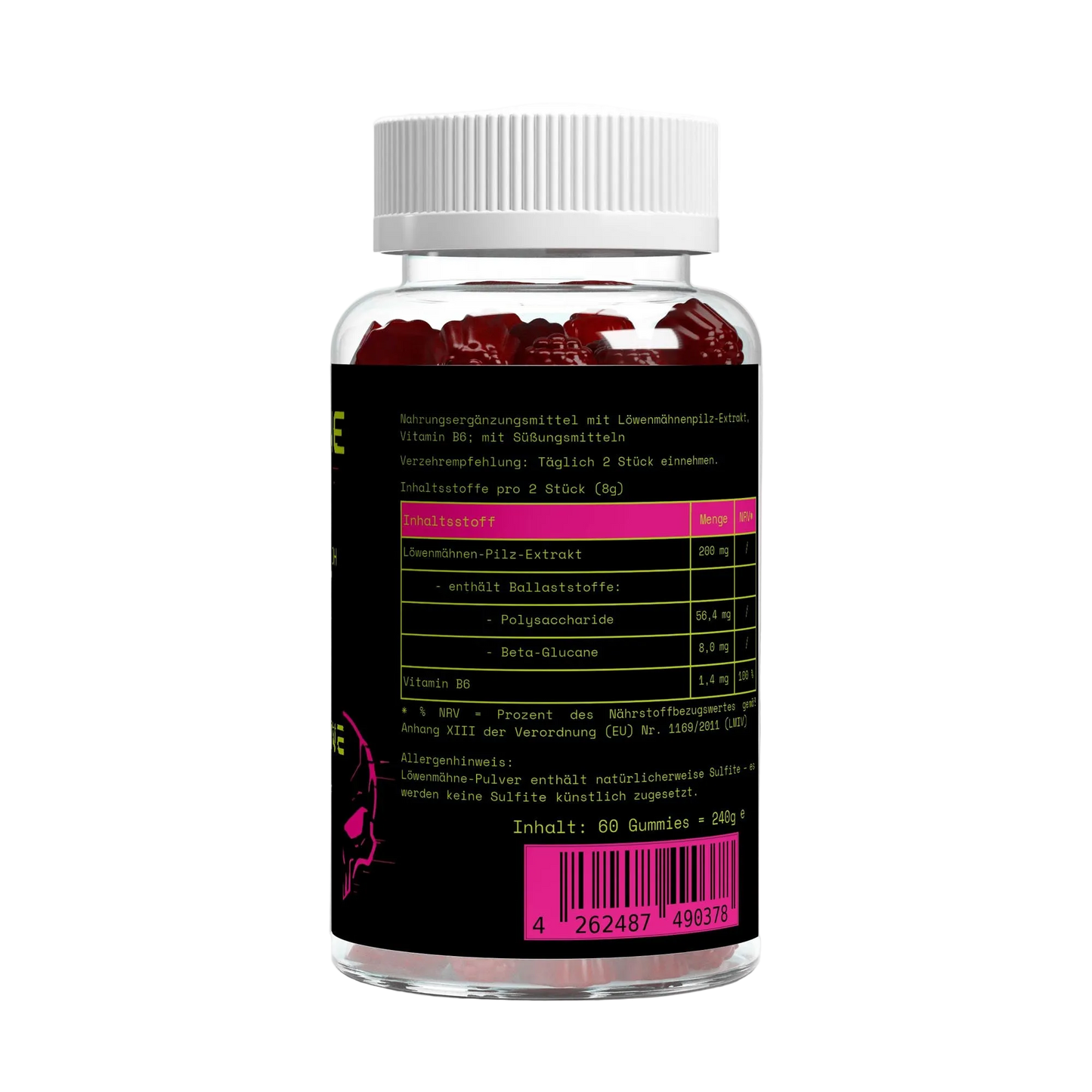 Löwenmähne + Vitamin B6 Gummies - 60 Stk.