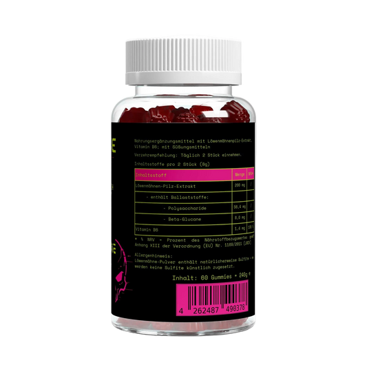 Löwenmähne + Vitamin B6 Gummies - 60 Stk.